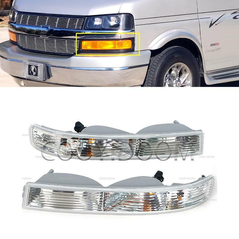 Pair for Chevy for GMC Van 1500 2500 2003-2019 Front Parking Lights Turn Signal lamp