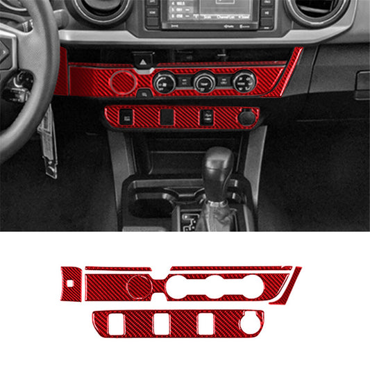 7xFor for Toyota Tacoma Carbon Fiber Air Condition Knob Panel Trim Cover 2016-21 Red