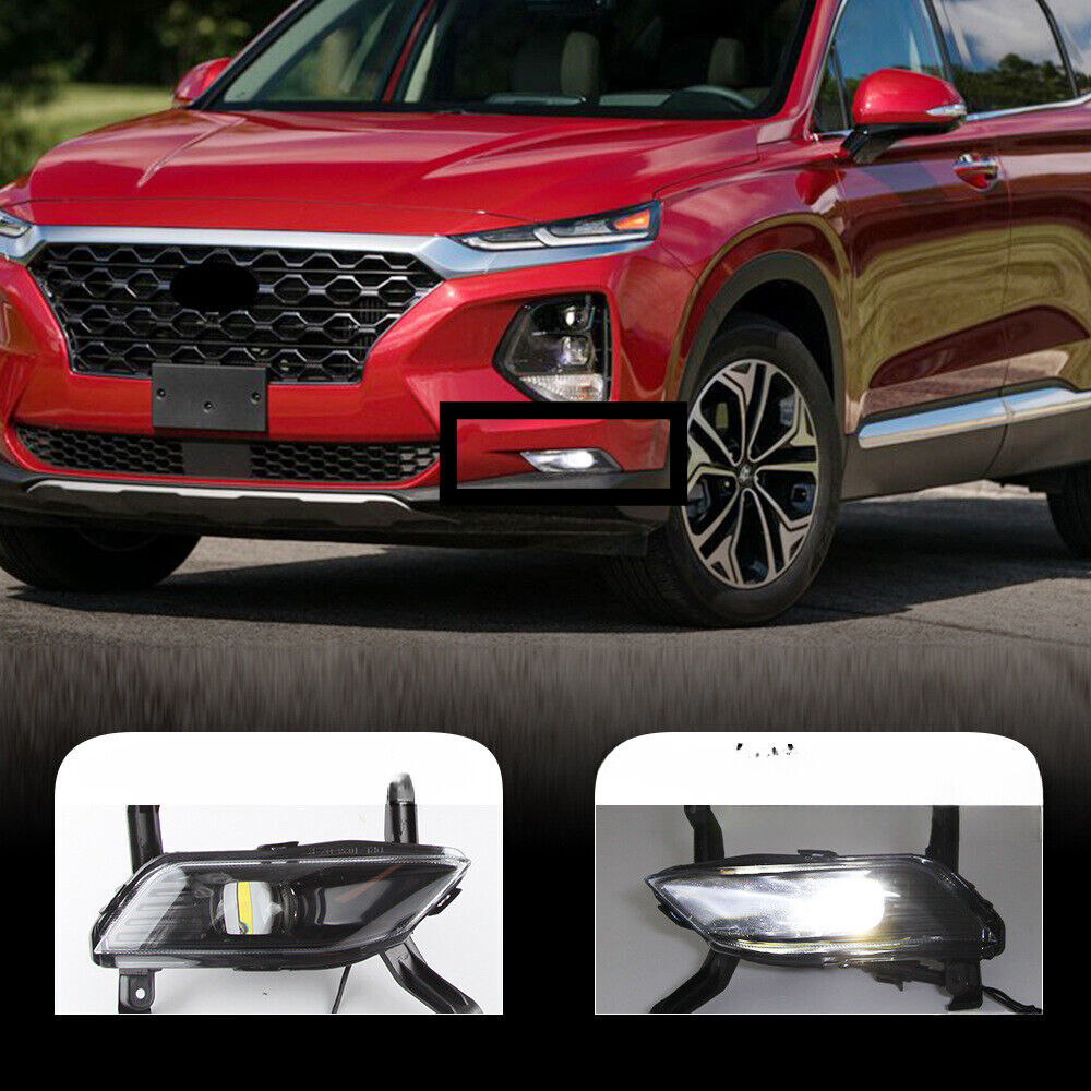 for Hyundai Santa Fe 2019-20 LED Front Fog Light With Bulbs Harness Switch Pair
