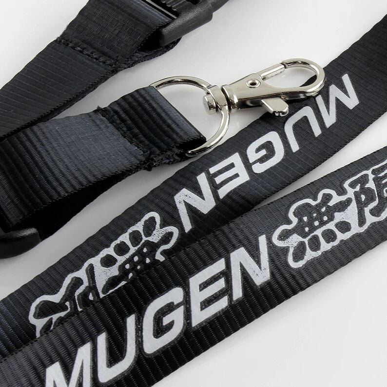 Car keychain, key ring, badge, lanyard, neck strap, black Mugen, suitable for Nissan .