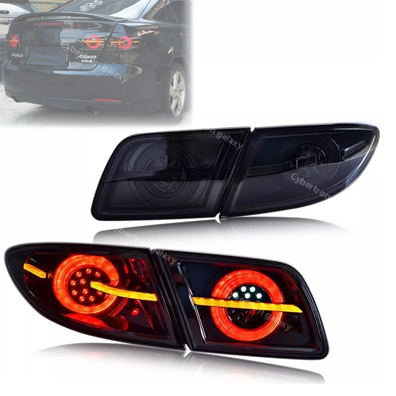 Black LED sequential taillights for Mazda 6 2003 - 2008 Sedan Animation