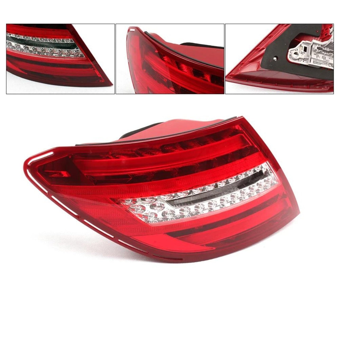 The left rear LED brake taillight in red is applicable to 2011-14 for Mercedes-Benz W204, C250, C300, and C350 models.