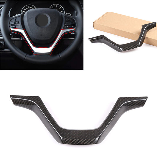 Real Carbon Fiber Steering Wheel Panel Cover Fit for BMW X5 X6 F15 F16 2014-2018