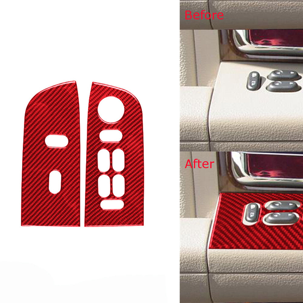 Red Carbon Fiber Front Door Control Panel Trim Cover for Ford F150 2004-2008