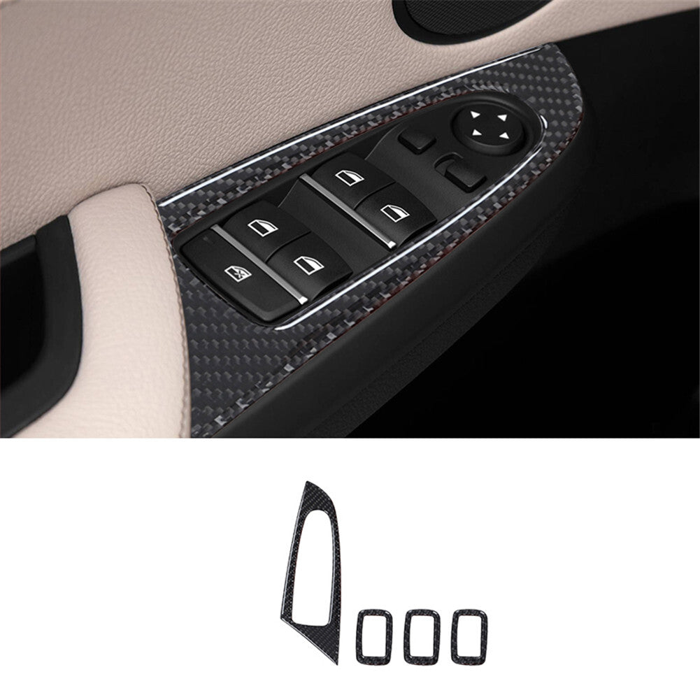 4Pcs Carbon Fiber Window Lift Control Cover Trim for BMW X3 F25 X4 F26 2011-2017