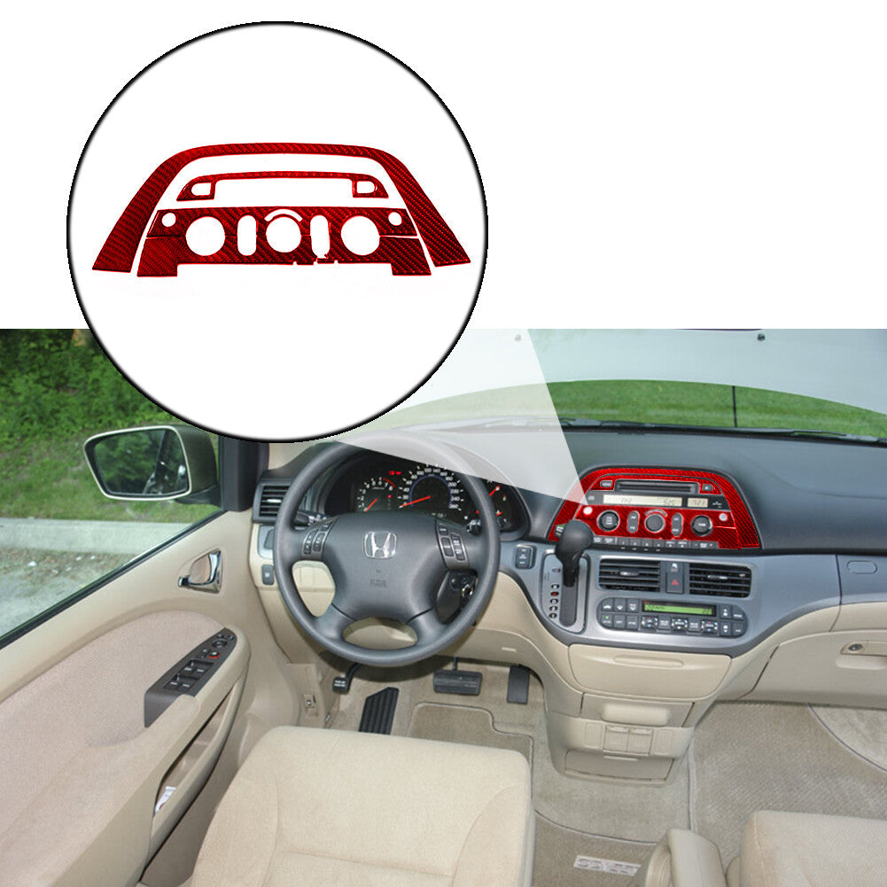 5X Red Carbon Fiber Console CD Radio Panel Cover Trim for Honda Odyssey 2005-10