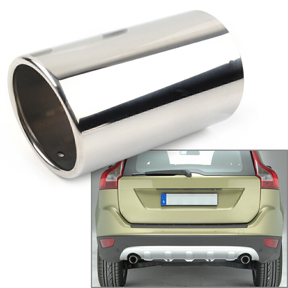 Silver Stainless Steel Car Exhaust Muffler Tip Tail Pipe Fit for VOLVO S60 V60 XC60