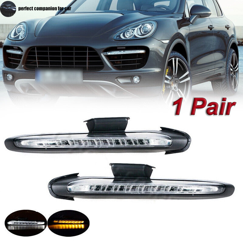 Two LED daytime running lights and fog lights are included for the for Porsche for Cayenne 958 Turbo Style, 2011-18.