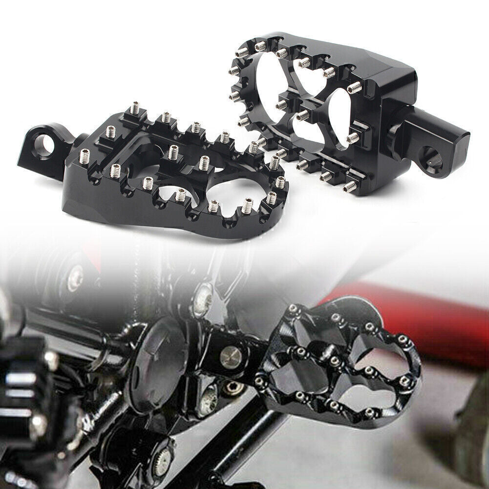 Wide Foot Peg MX Style Black Fit for Harley Dyna Sportster Iron 883 Fatboy Bobber