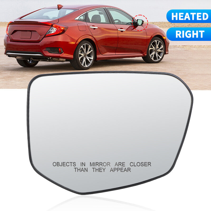 Passenger Right Heated Mirror Glass Convex Base Plate for Honda for Civic 2016-2021