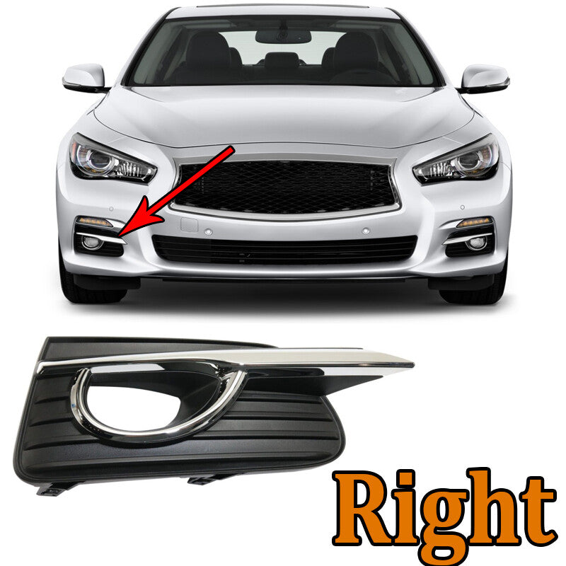 Right Fog Light Cover Chrome Fog lamp frame For 2014 2015 2016 2017 for Infiniti Q50