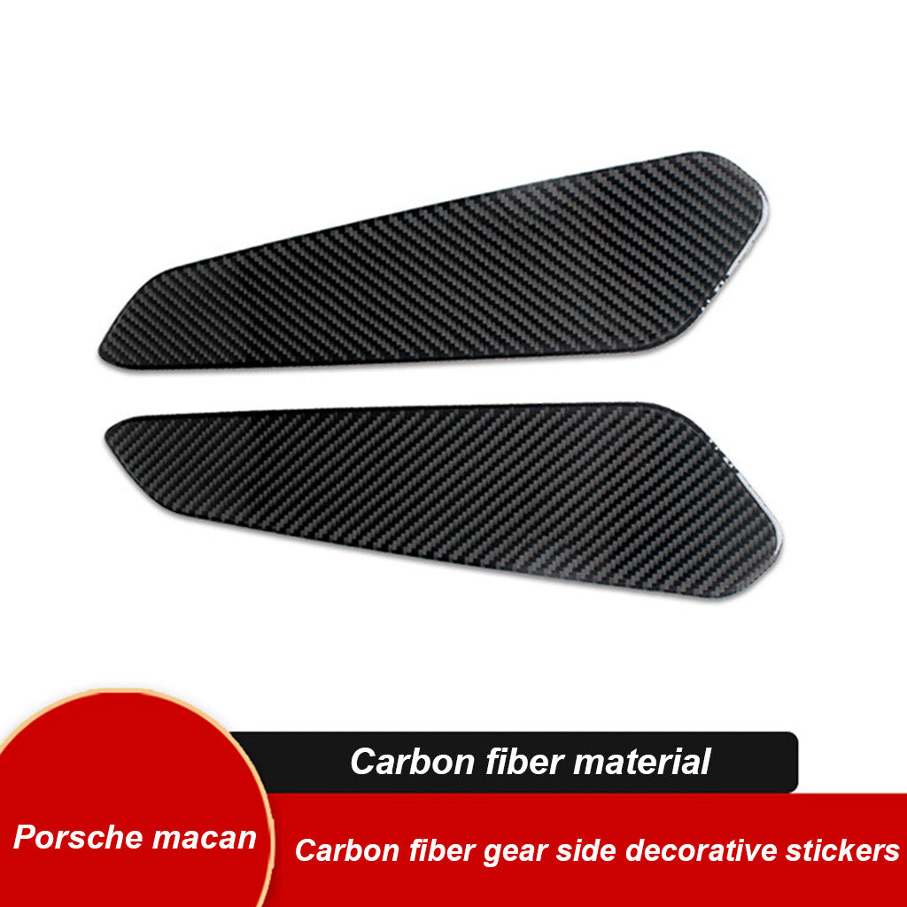 2Pcs Carbon Fiber Gear Shift Panel Side Cover Trim for Porsche Macan 2014-2019