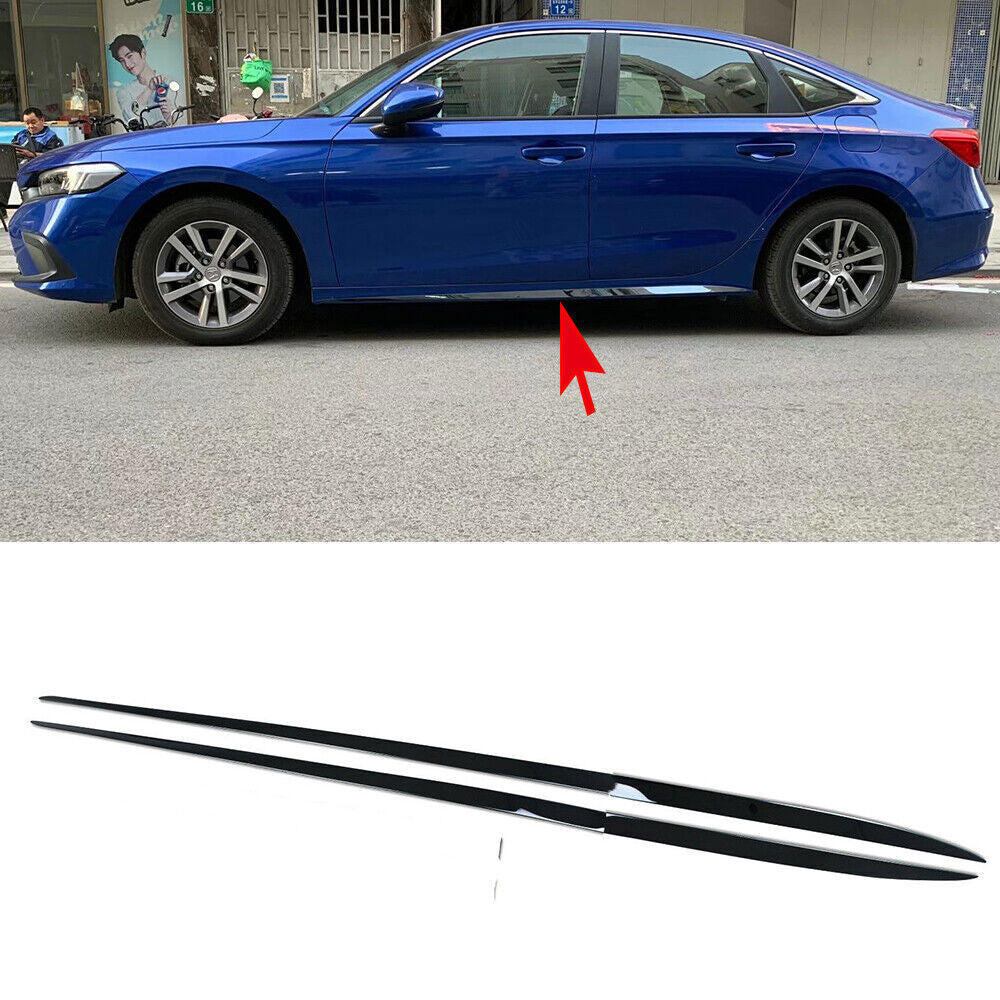 for Honda for Civic 2022-2023 Black Stainless Steel Side Door Body Skirt Cover Trim