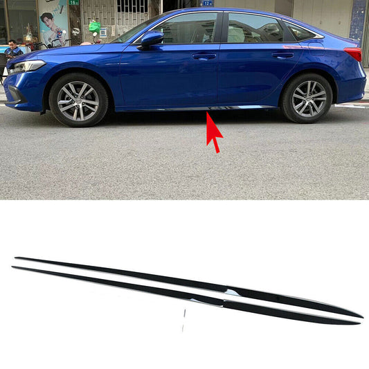 for Honda for Civic 2022-2023 Black Stainless Steel Side Door Body Skirt Cover Trim
