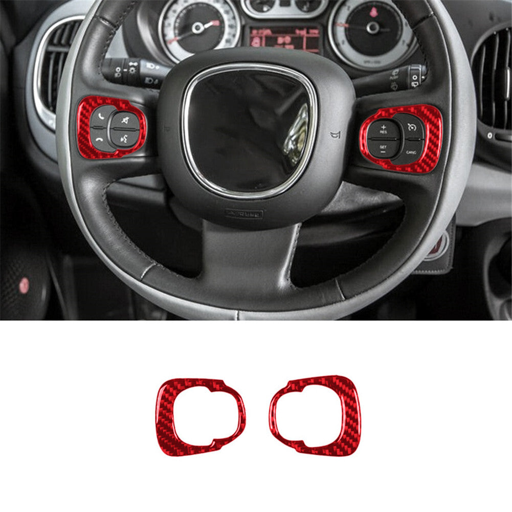 Red Carbon Fiber Interior Steering Wheel Accent Cover Trim For 2014-17 for Fiat 500L