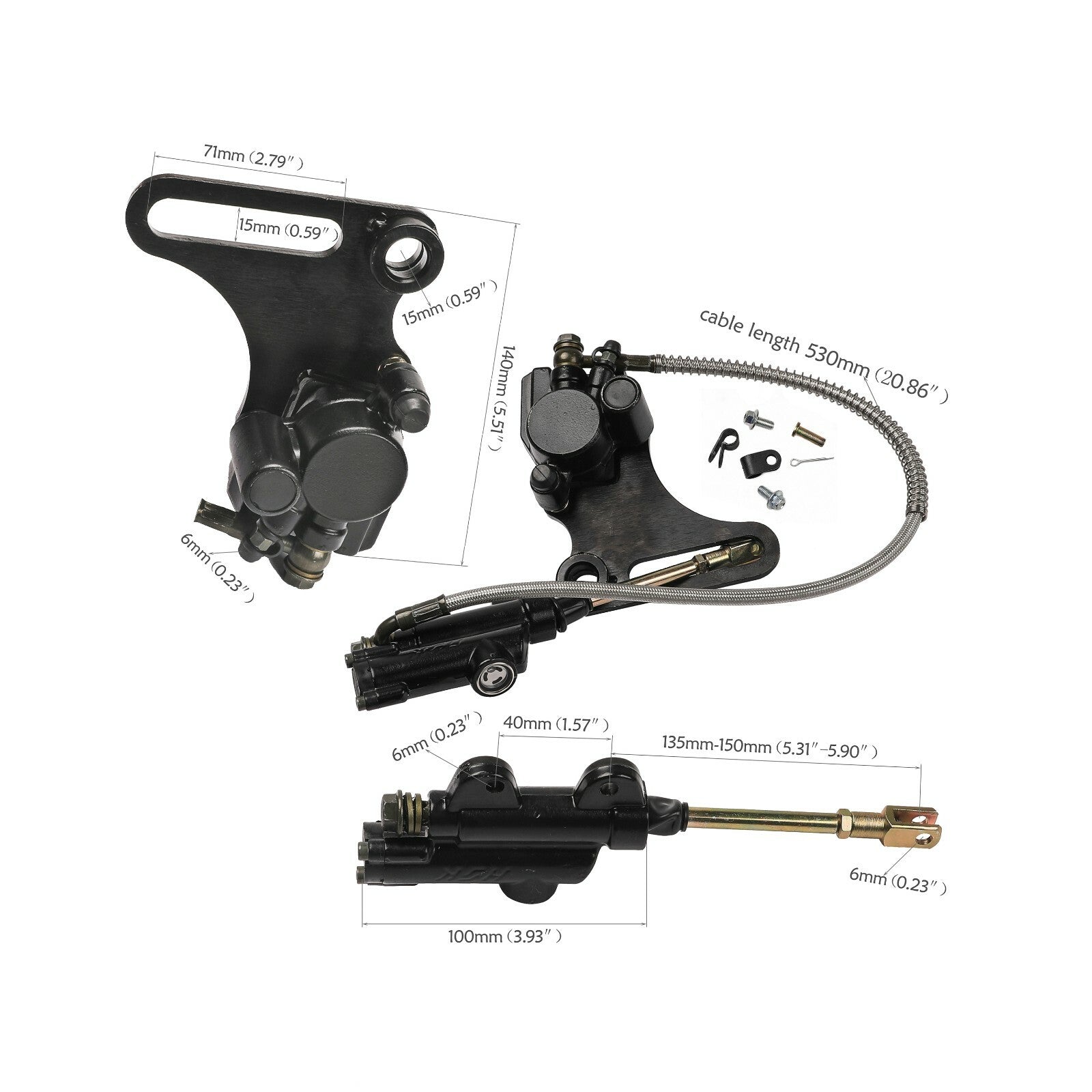 Front  Rear Brake Caliper Master Cylinder Pad For Pit Dirt Bike 110cc 125cc 140