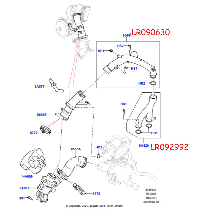 Thermostat Top Hose Outlet Crossove Tube For Land for Range Rover Sport LR4 3.0/5.0