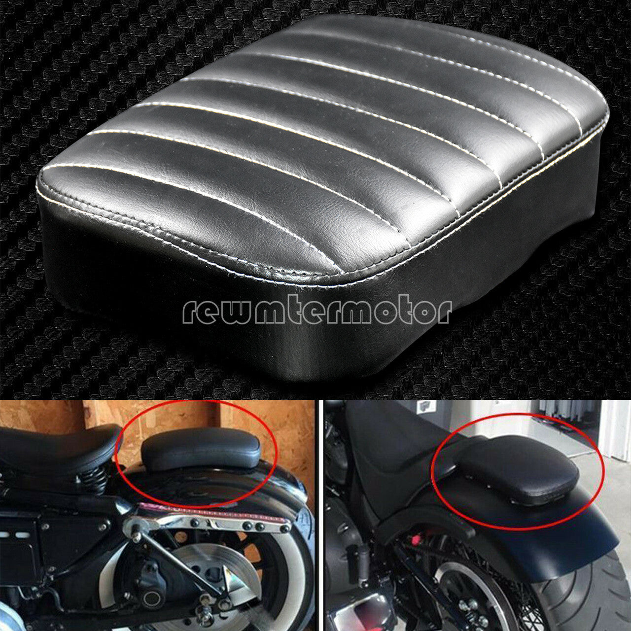 Universal Stripe Rear Passenger for Seat Pad 8 Suction Caps Fit for Harley Chopper