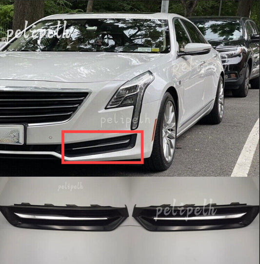 2P L+R Front Bumper Driving Light Bezel Cover Grille for Cadillac CT6 2016-18 SL