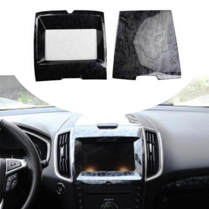 Black Wood Grain Car Middle Console Navigation Panel Trim for Ford Edge 2015-23