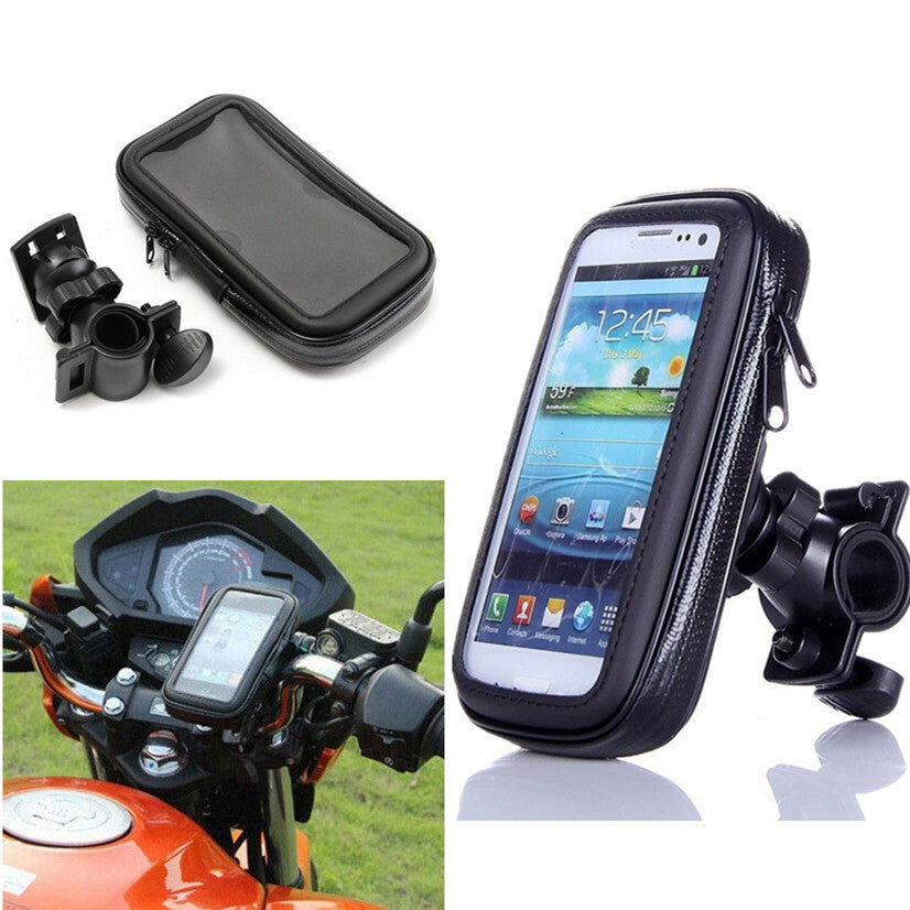 Phone Mount Waterproof Case Motorcycle Bike Handlebar Mount Cradle Holder Bag