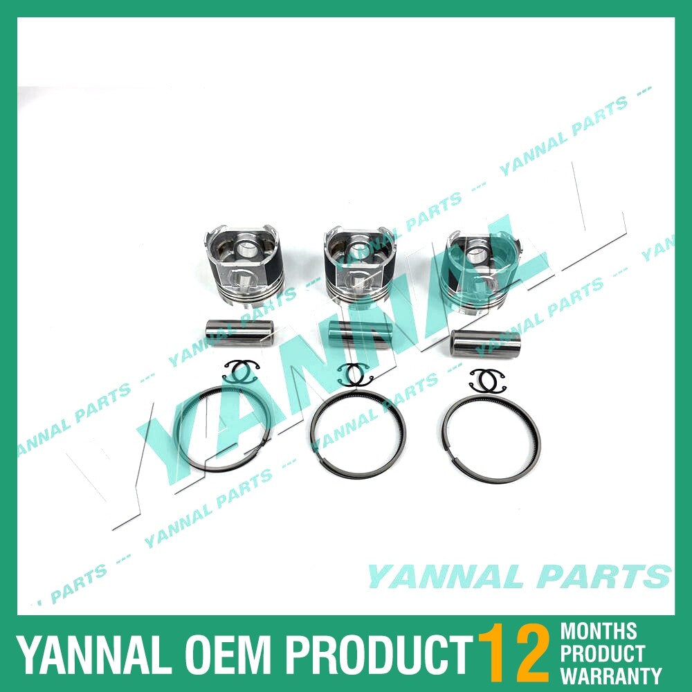 3-piece piston with piston rings + 0.5 mm for Kubota 3TNA72 engine (oversized)