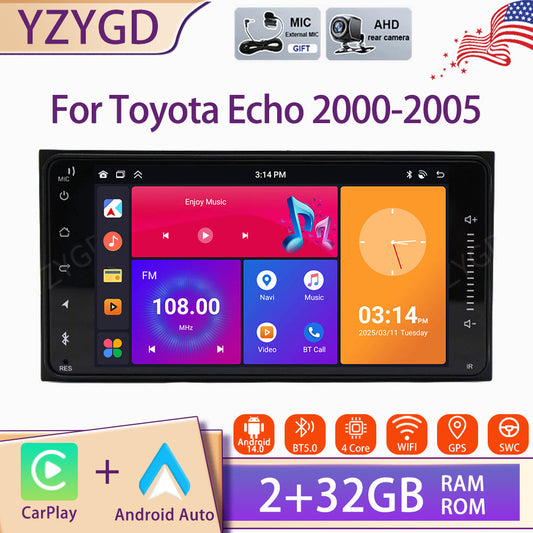 Android 14 Carplay for Toyota Echo 2000-2005 Car Stereo Radio GPS Navi WIFI BT