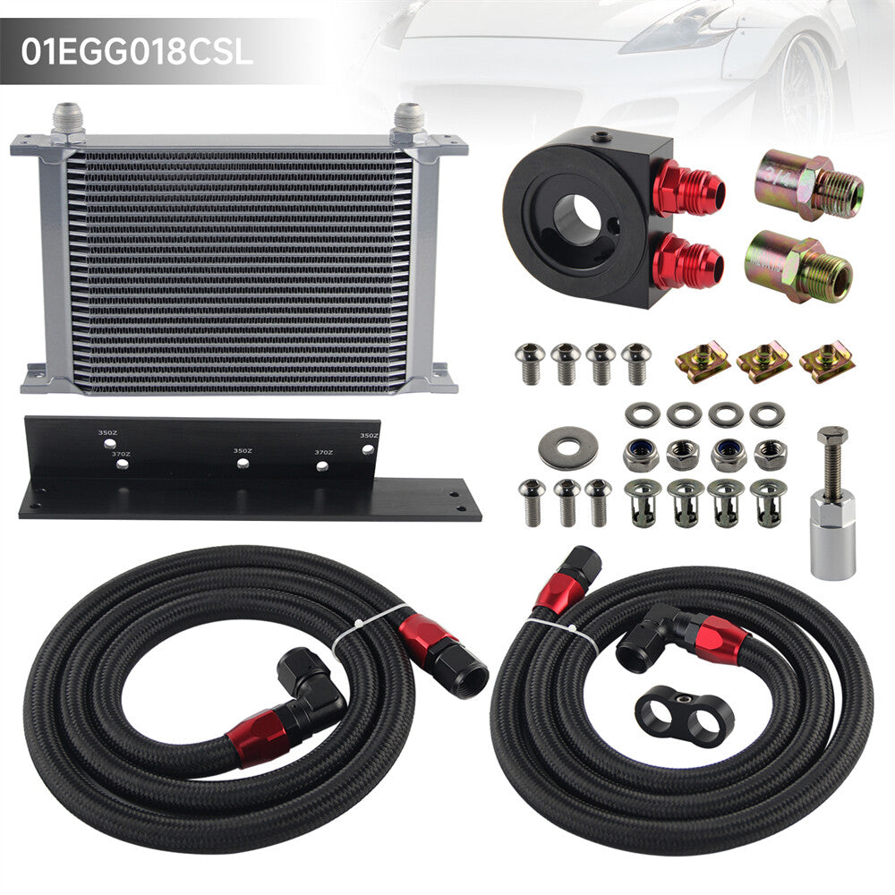 25 Row Bolt On Oil Cooler Kit Fits 03-08 350Z VQ35 / 2009-2017 370Z VQ37 Silver