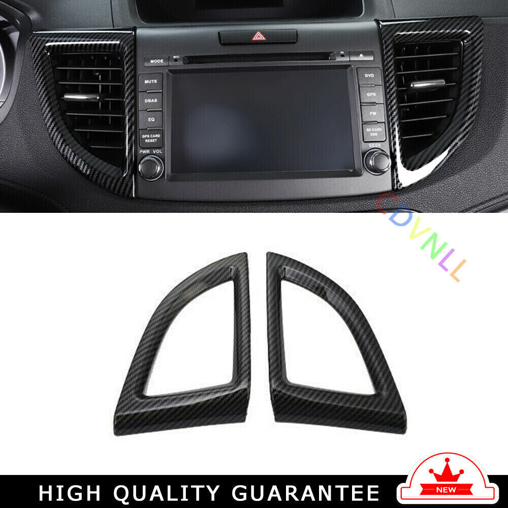 Middle Air Outlet Vent Cover Trim 2PCS for Honda CRV CR-V 2012-2016 Carbon Fiber