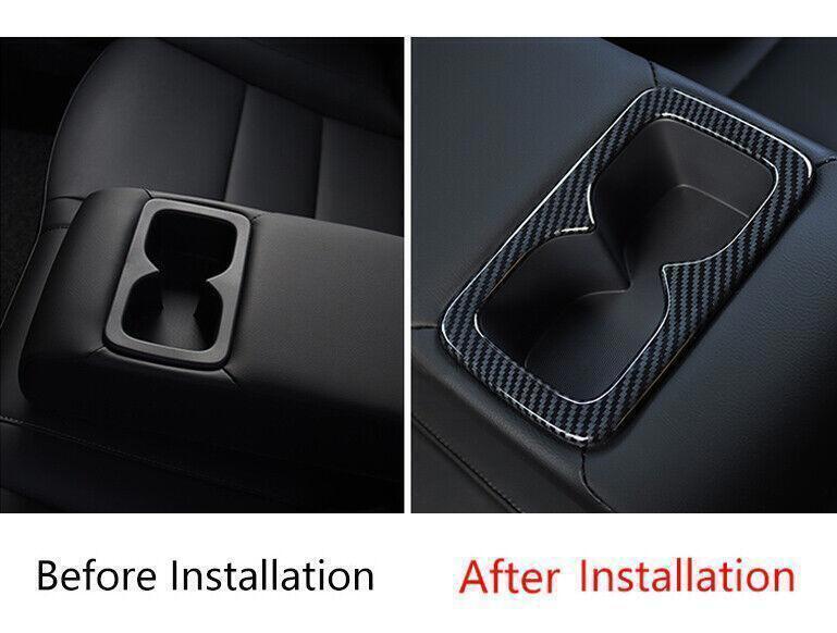 Carbon Fiber Rear Water Cup Panel Moulding Cover Trim for Nissan Sentra 2020-23