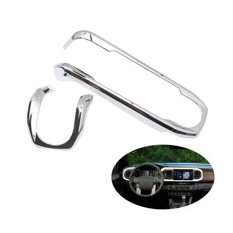 Chrome Middle Console Navigation Frame Cover Trim for Toyota Tacoma 2016-2021