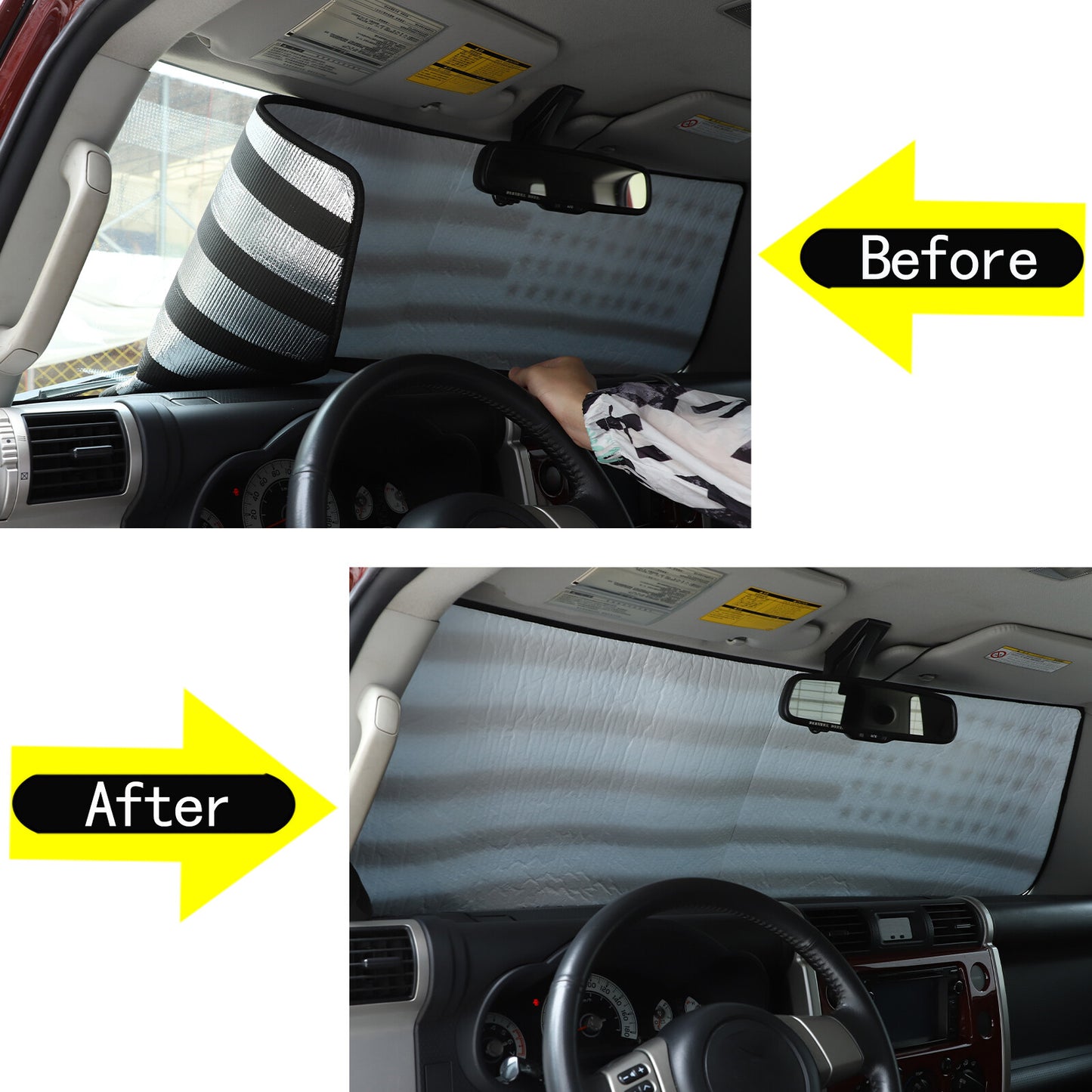 Car windshield sunshade with American flag UV shield for Toyota FJ Cruiser 14+