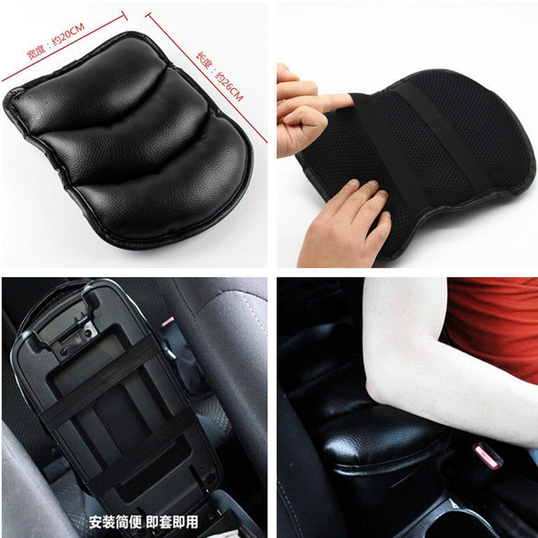 Car Black PU Armrest Center hand armrest cover Console Pad Cushion Support Box