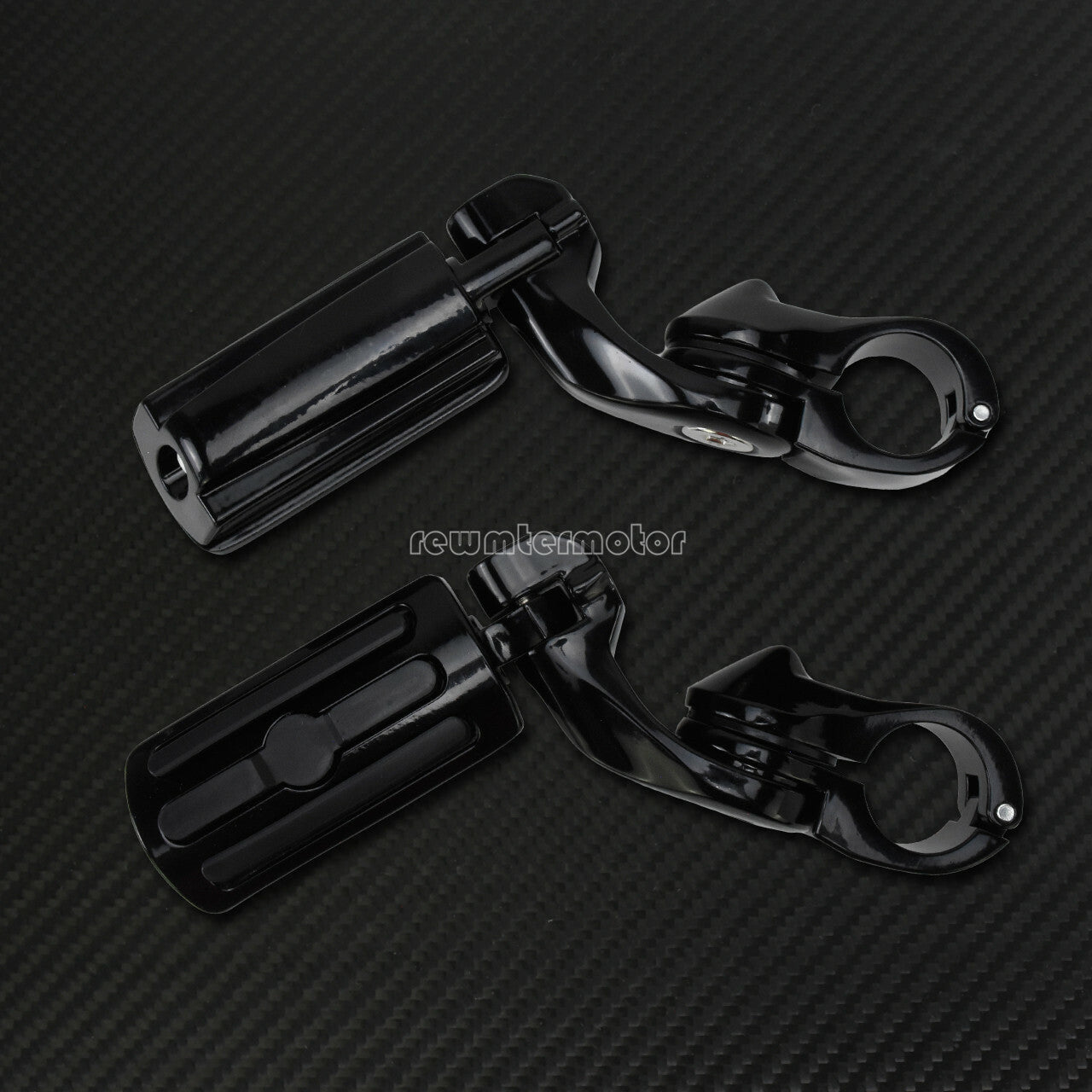 1 to 1 1/4 Black Chrome Highway Foot Pegs Footrest Engine Guard Clamp Mount