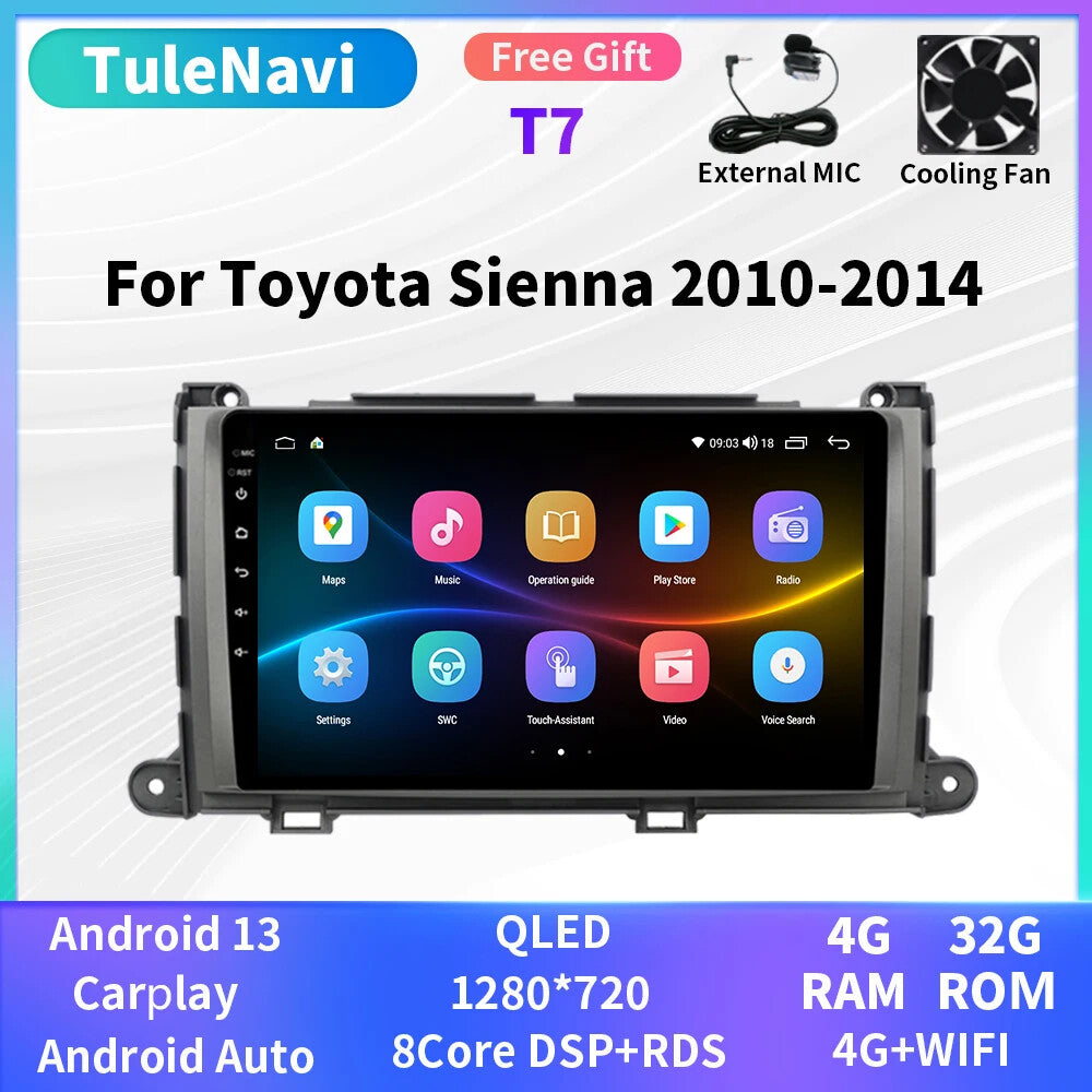Car Radio for Toyota for Sienna XL30 2010-2014 CarPlay GPS Multimedia Player Screen