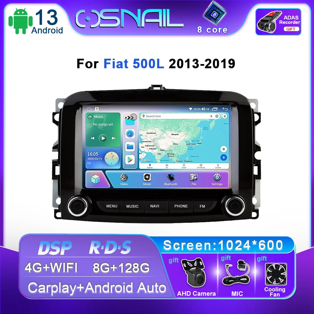 Android Car Radio for Fiat 500L 2013-2019 Stereo GPS CarPlay IPS Player Screen