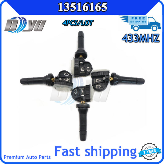 set (4) 13516165 Tire Pressure Sensor (TPMS) suitable for GM, for Chevrolet , for GMC , for Cadillac , and for Buick .