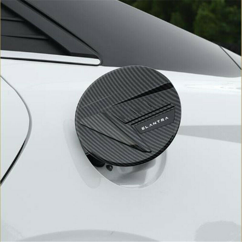 for Hyundai for Elantra 2021-2022 Carbon Fiber Fuel Filler Gas Tank Cap Cover Trim