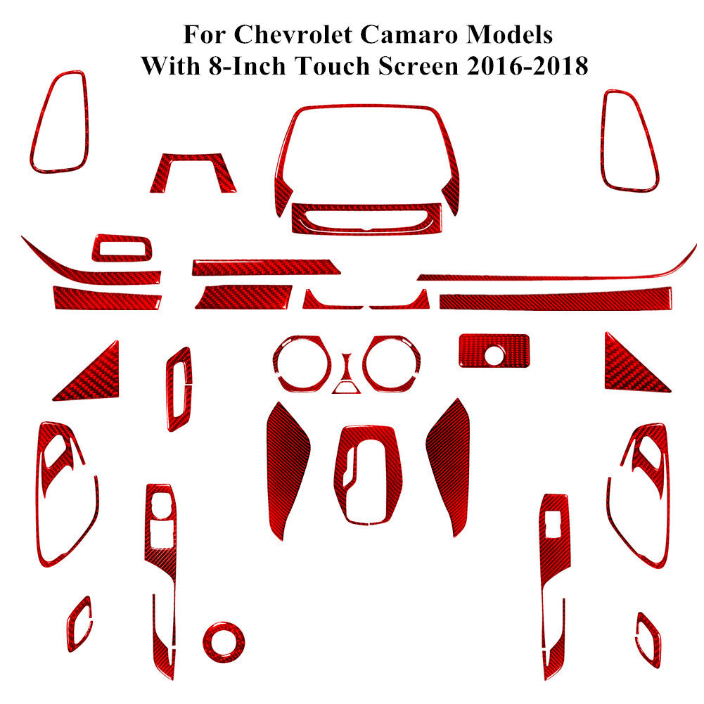 Red Carbon Fiber Interior Full Sets Cover Trim Kit for Chevy Camaro 2016-2018