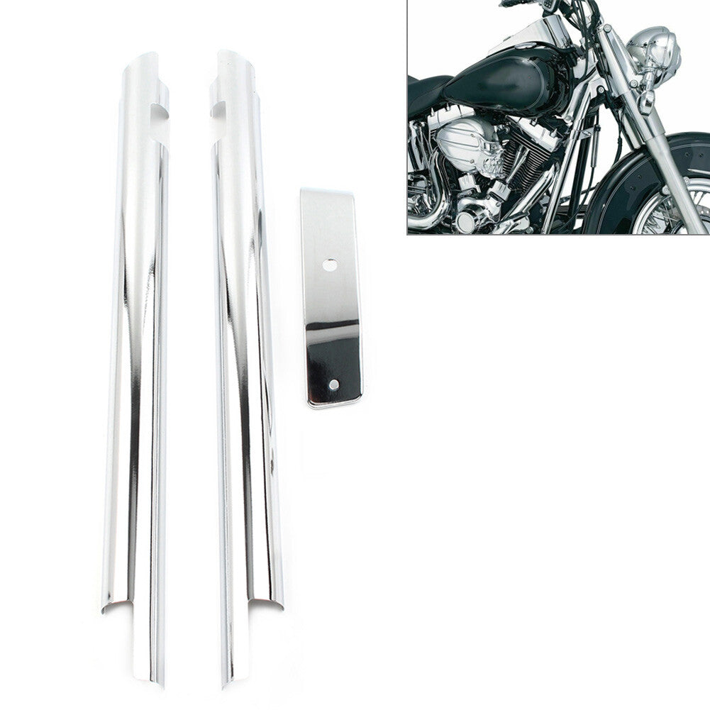 Chrome Down Tube Frame Covers Accent Trim for Harley Softail Twin Cam 00-06