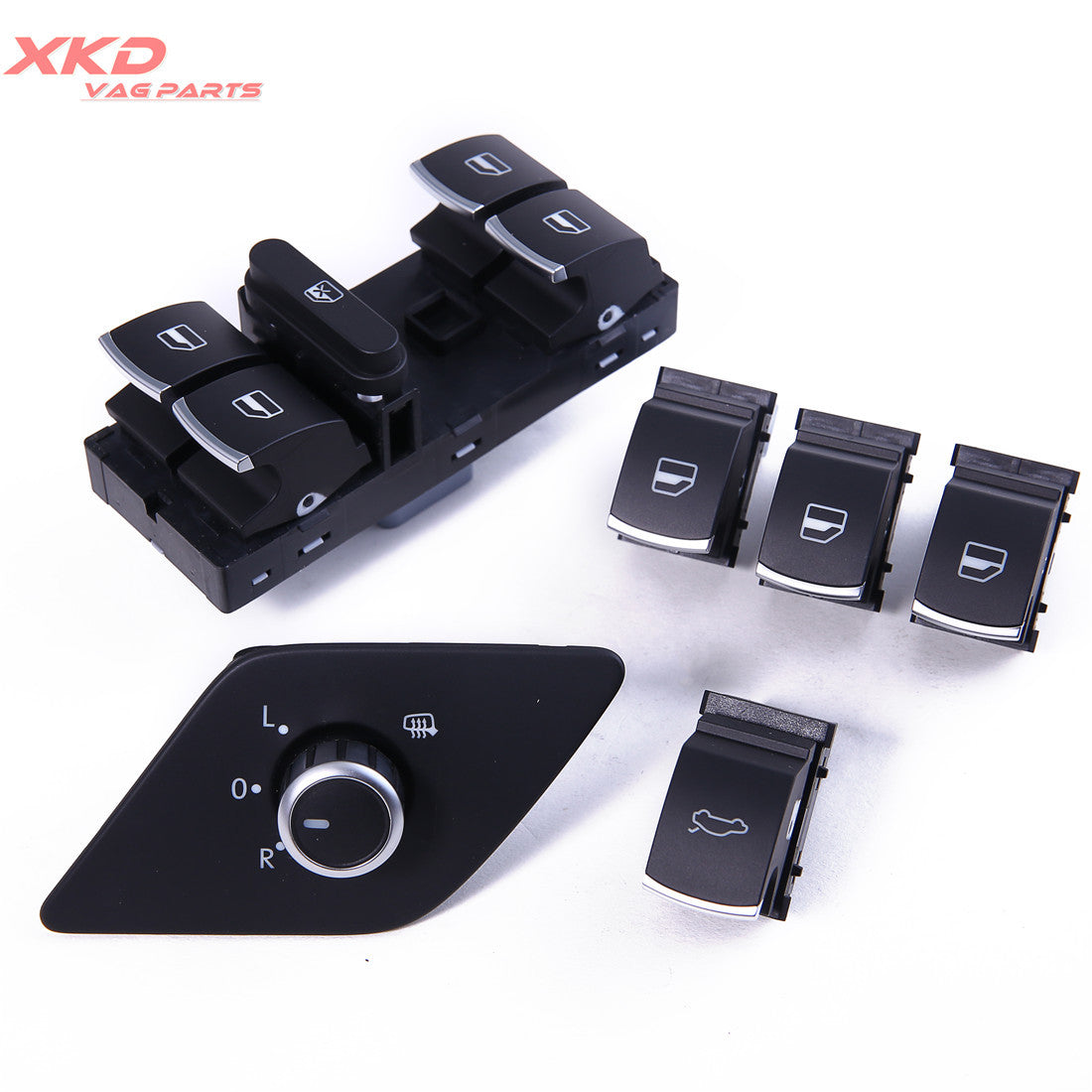 6-piece chrome side mirror, main window, and trunk release kit for Volkswagen for Jetta MK6