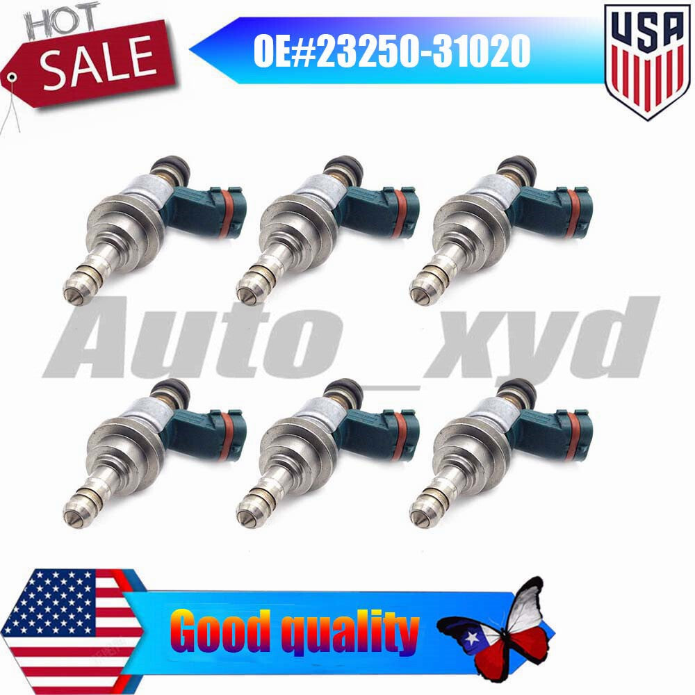 6PCS 23250-31020 Fuel Injector for Lexus GS300 2006 3.0L V6 with Brown Connector