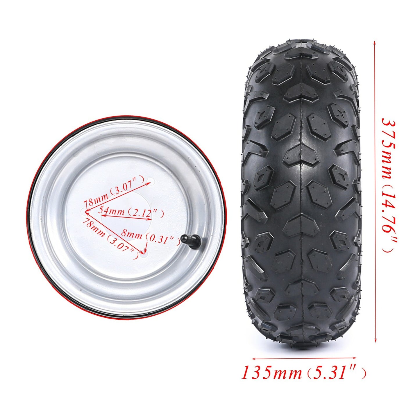 4-pack of 6-inch 3-stud wheels, 145/70-6 tires and rims, all-terrain vehicle, four-wheel go-kart, Taodao 110cc 125