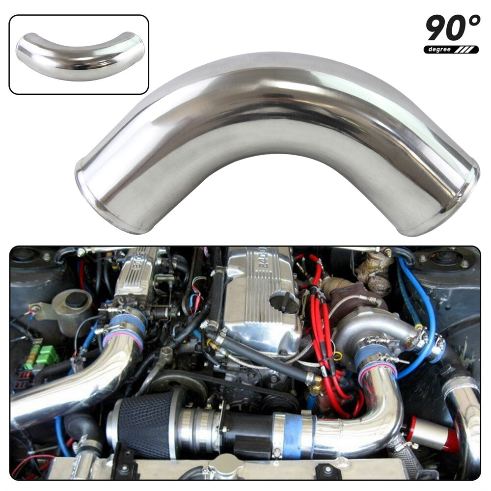 90 Degree 76mm 3 Aluminum Intercooler Intake Pipe Piping Tube Hose Silver