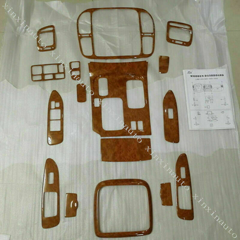 for Toyota for Land cruiser LC100 AT4500 4700 1998-2002 Wood Grain Dash Trim Kit 16X