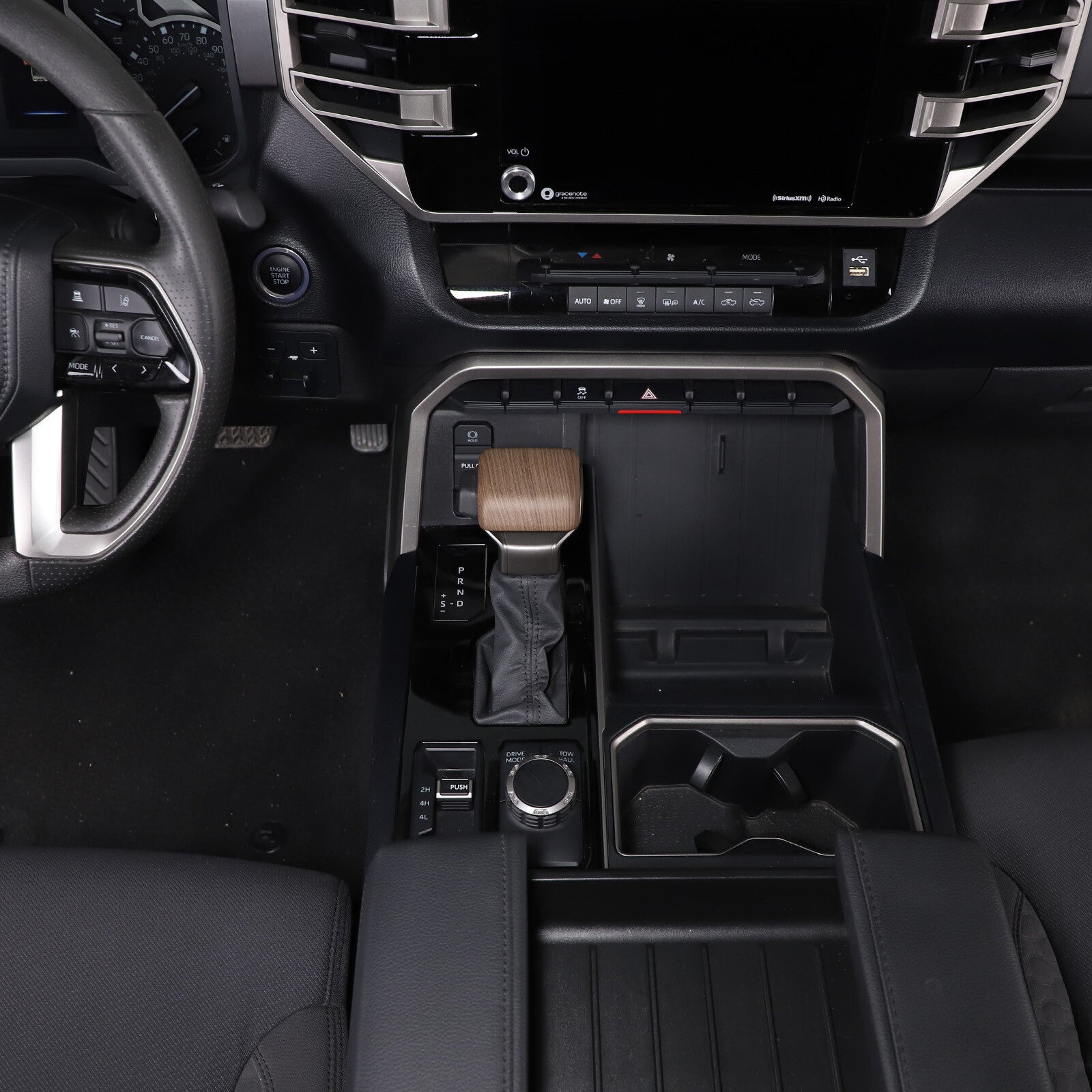 Carbon fiber ABS center control gear cover trim for Toyota @Tundr@Sequoi@2022+