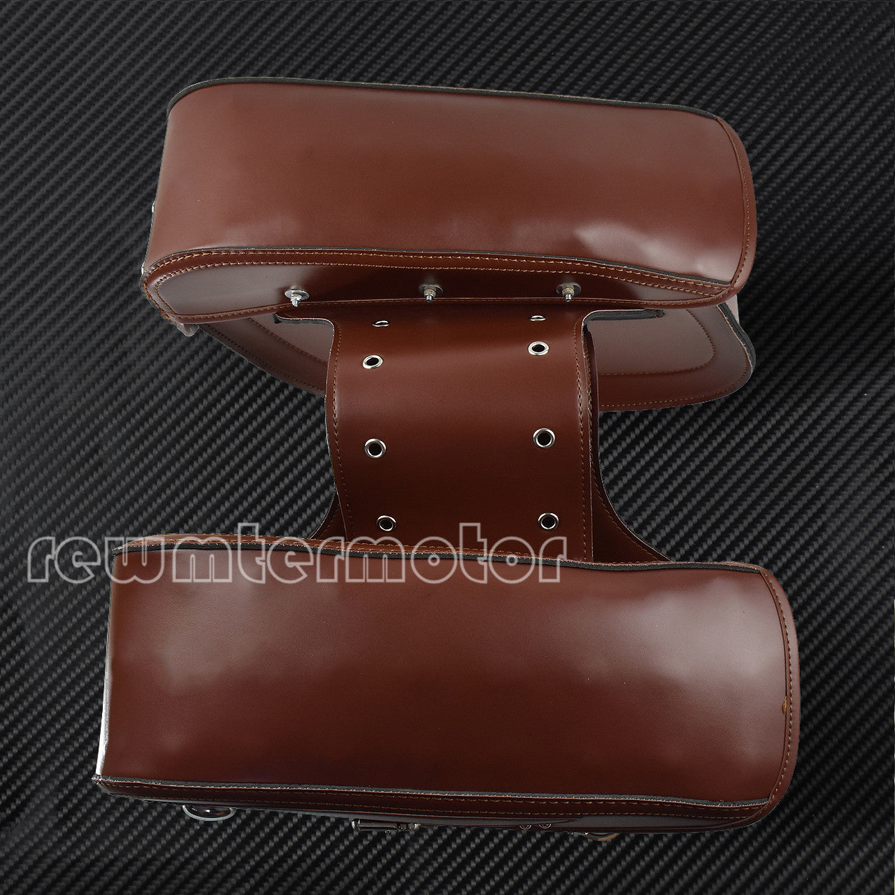Motorcycle Saddle Bags PU Leather Luggage Tool Bags Fit for Harley for Yamaha Brown