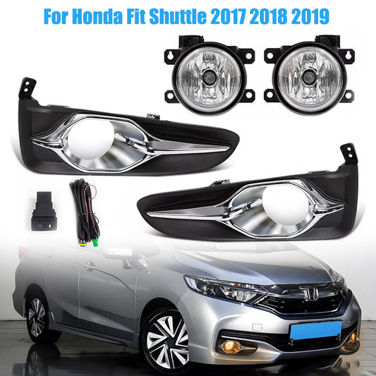 Front Fog Light Fog Lamp Cover +Wiring Kit for Honda Fit Shuttle 2017 2018 2019