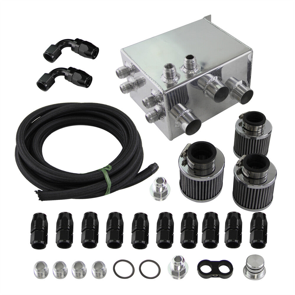 Power Driven Oil Catch Can / Breather Tank Race Hose Kit for Honda for Acura B16 B18