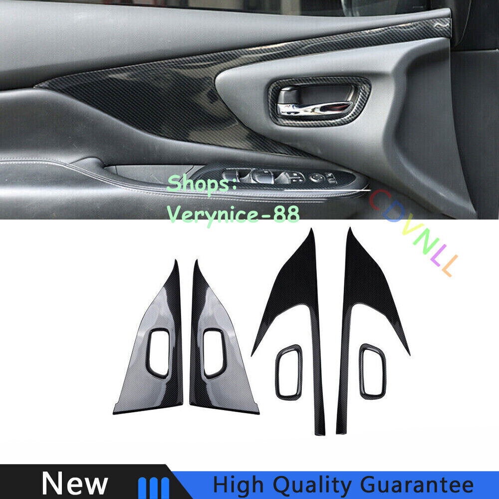 Car Inner Door Panel Cover Trim 4X Fit for Nissan Murano 2015-2024 Carbon Fiber